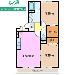 ロイヤルガーデンB 2LDKの間取図画像