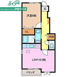 苗木の園B 1LDKの間取図画像