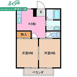 ハイツ前川 2Kの間取図画像