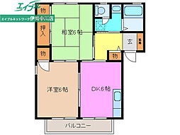 ハイツニュータカト 2DKの間取図画像