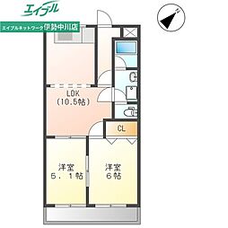 スターヒッツ 2LDKの間取図画像