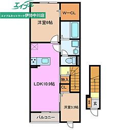 ブリリアント元町II 2LDKの間取図画像
