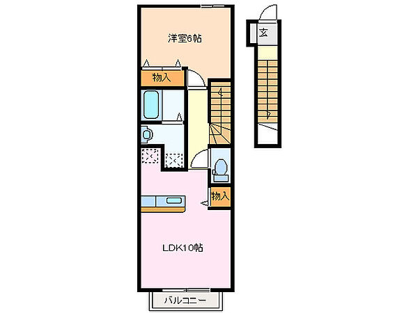 ビオス　Ａ棟 202｜三重県松阪市嬉野中川新町２丁目(賃貸アパート1LDK・2階・42.37㎡)の写真 その2