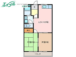 アップランドハイツ 2LDKの間取図画像
