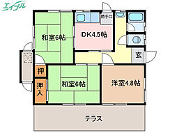 浅井様借家1(豊原町) 1階3DKの間取り
