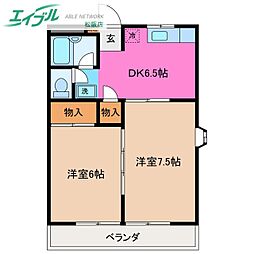 ハートランド弐番館 2DKの間取図画像