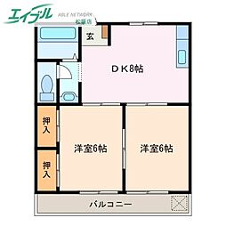 コーポシンワ 2DKの間取図画像