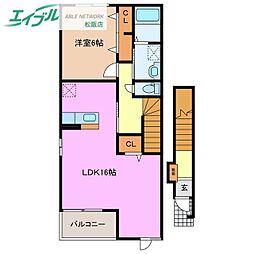 クラージュE 1LDKの間取図画像