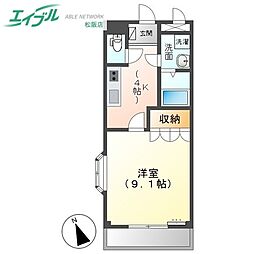 アドラーブル 1Kの間取図画像