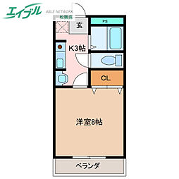 イーグルプレイス 1Kの間取図画像