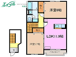 カーサエテルノA 2LDKの間取図画像