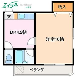 マンションほうれん草 1DKの間取図画像