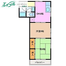メゾン・ド・アンサンブル 2DKの間取図画像