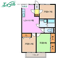 鎌田旭ハイム 3LDKの間取図画像