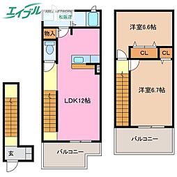 シャルマンT2A 2LDKの間取図画像