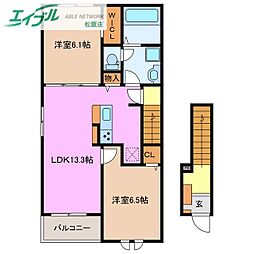 シェ・ミライク五反田 2LDKの間取図画像