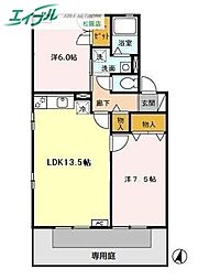 シャトーA 2LDKの間取図画像