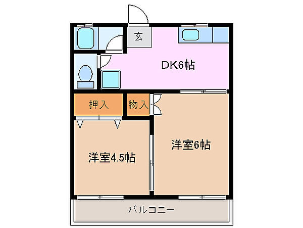 三重県津市藤方(賃貸アパート2DK・2階・34.65㎡)の写真 その2