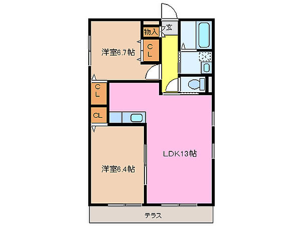 三重県松阪市肥留町(賃貸アパート2LDK・1階・57.64㎡)の写真 その2