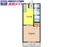 コーポ新町2 1DKの間取図画像