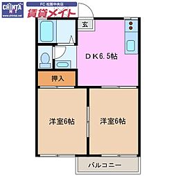 グリーンハイツ 2DKの間取図画像