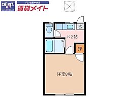 プラザイン10 2階1Kの間取り