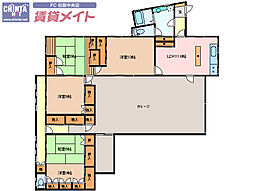 近鉄山田線 松阪駅 徒歩17分の賃貸一戸建て 1階4LDKの間取り