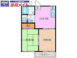 グリーンハイツ 2DKの間取図画像