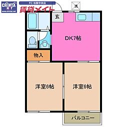 タウニー垣鼻　Ａ棟 2階/-