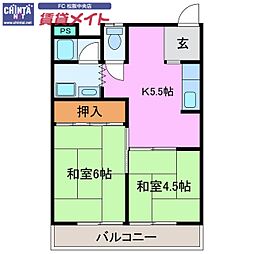 ハイツ一二三 2Kの間取図画像