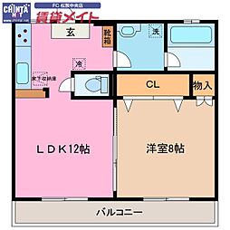 コーポ和院2 1LDKの間取図画像