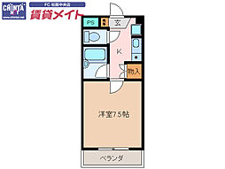 ロイヤルリング 1Kの間取図画像