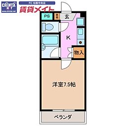 ロイヤルリング 1Kの間取図画像
