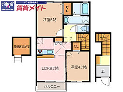 エムオー・ファイブA 2LDKの間取図画像