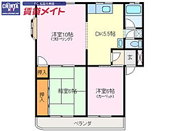 グレースハイツ 3DKの間取図画像