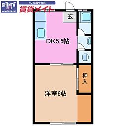 アパート 1DKの間取図画像