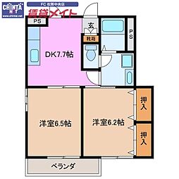 ニューセンチュリースクゥエアーC 2DKの間取図画像