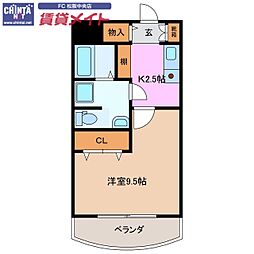 レディースステビア 1Kの間取図画像