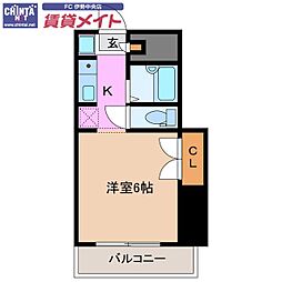 エステートピア岩渕 1Kの間取図画像