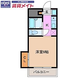 エステートピア岩渕 1Kの間取図画像