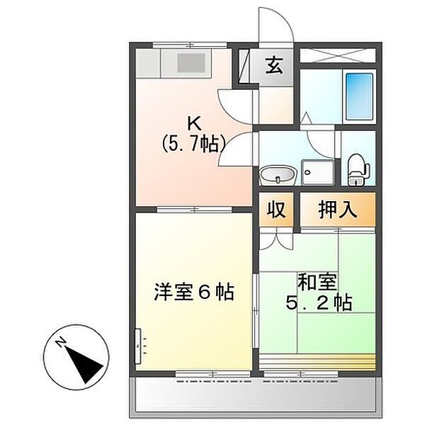 三重県津市一身田中野(賃貸アパート2DK・1階・39.66㎡)の写真 その2