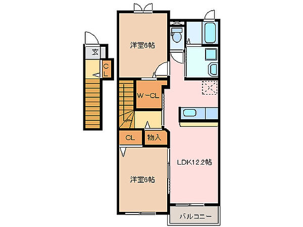 三重県津市芸濃町椋本(賃貸アパート2LDK・2階・59.75㎡)の写真 その2