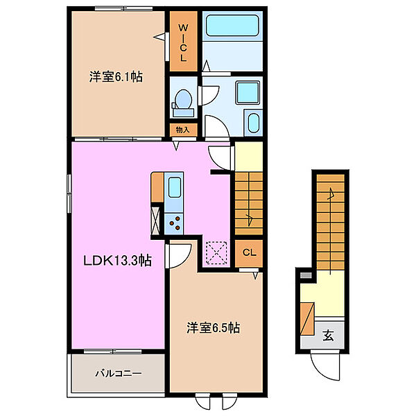 三重県津市白塚町(賃貸アパート2LDK・2階・59.55㎡)の写真 その1