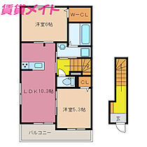 フロンティア　ＴＨ　I  ｜ 三重県津市一身田中野（賃貸アパート2LDK・2階・54.85㎡） その2