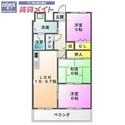 Espoir壱番館 3LDKの間取図画像