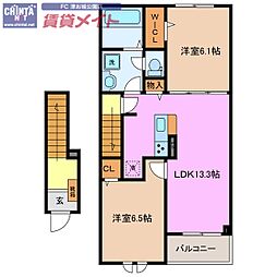 シェルト クレーテ津 B 2階