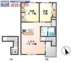 F・アザレア7 2LDKの間取図画像