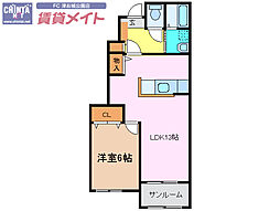 シェルブールB 1LDKの間取図画像