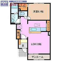 ラフレシール 1LDKの間取図画像
