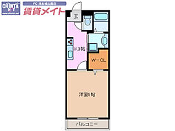 エスタシオン津 1Kの間取図画像
